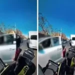 VIDEO┃ Motociclista persigue y atrapa a mujer que se fugó tras atropello de adulto mayor